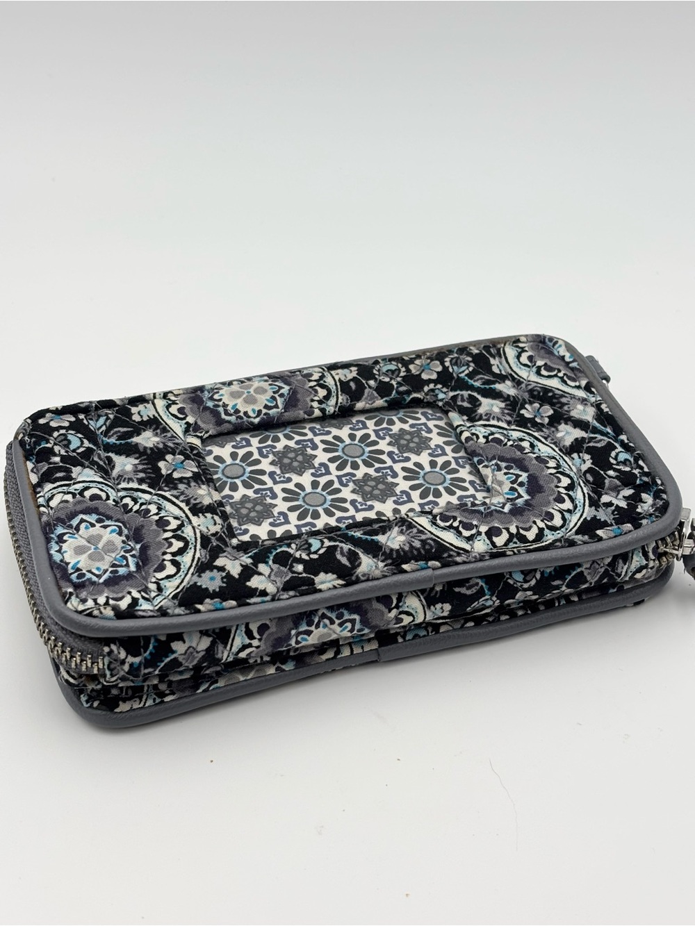 Vera Bradley Gray Floral Medallion Zip Wallet - Picture 7 of 10